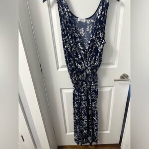 Kayleigh Blue and White Knit Jumpsuit Size 2X